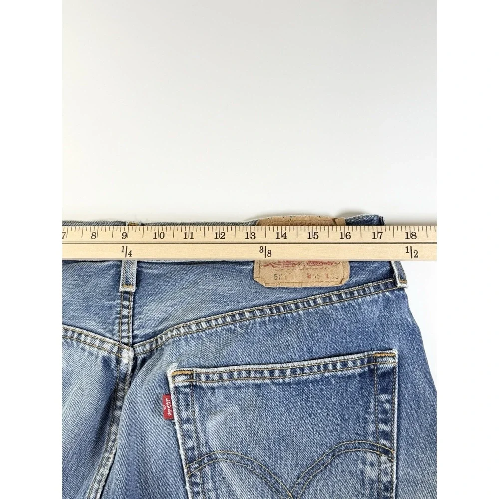 Levi's 501 Denim Blue Jeans Men's‎ 35x33 Distressed Grunge Casual Pants Y2K